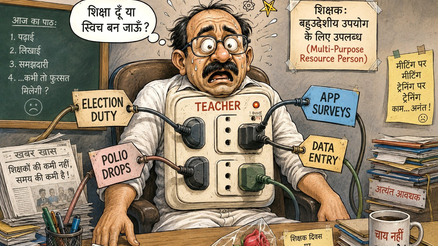 व्यंग्य: 'राष्ट्र निर्माता' की 24 घंटे वाली इज्जत और हमारे 'डेटा एंट्री' मास्टर जी!